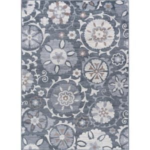 Madison Floral Gray 8 ft. x 10 ft. Indoor Area Rug