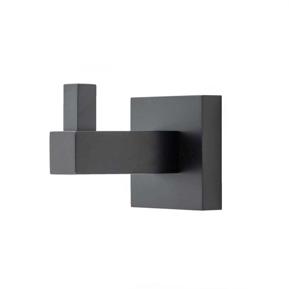 Matte Black Solid Brass 2-Piece Robe Hook Set