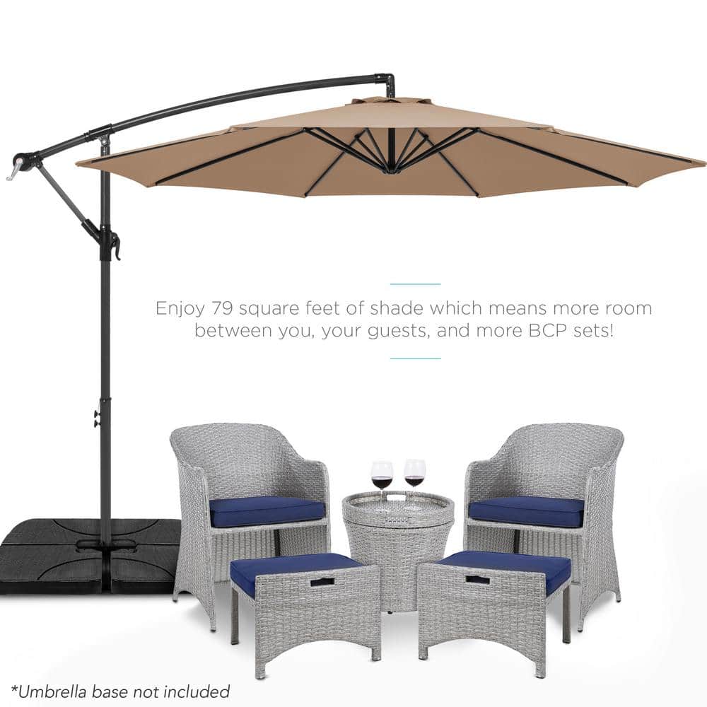 Tan Offset Hanging Outdoor Patio Umbrella with Steel Frame