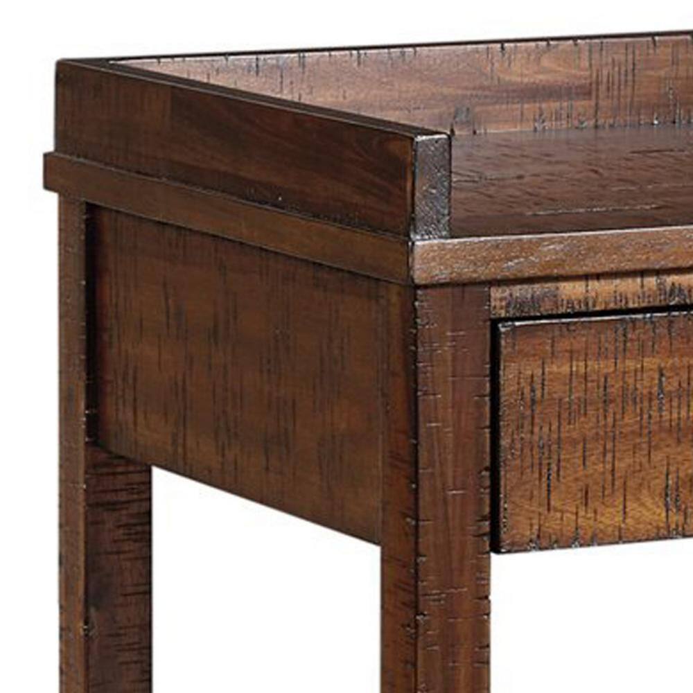 Baldridge Rustic Brown Wood Printer Stand with Storage and Casters