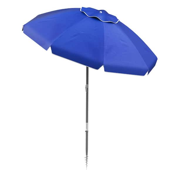 Pure Garden 6 ft. Aluminum Beach Umbrella with 360 Degree Tilt, UV Protection, Carrying Case in Blue