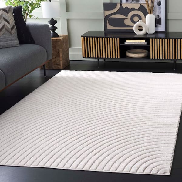 Selena 9 ft. x 12 ft. Ivory Solid Wave Area Rug