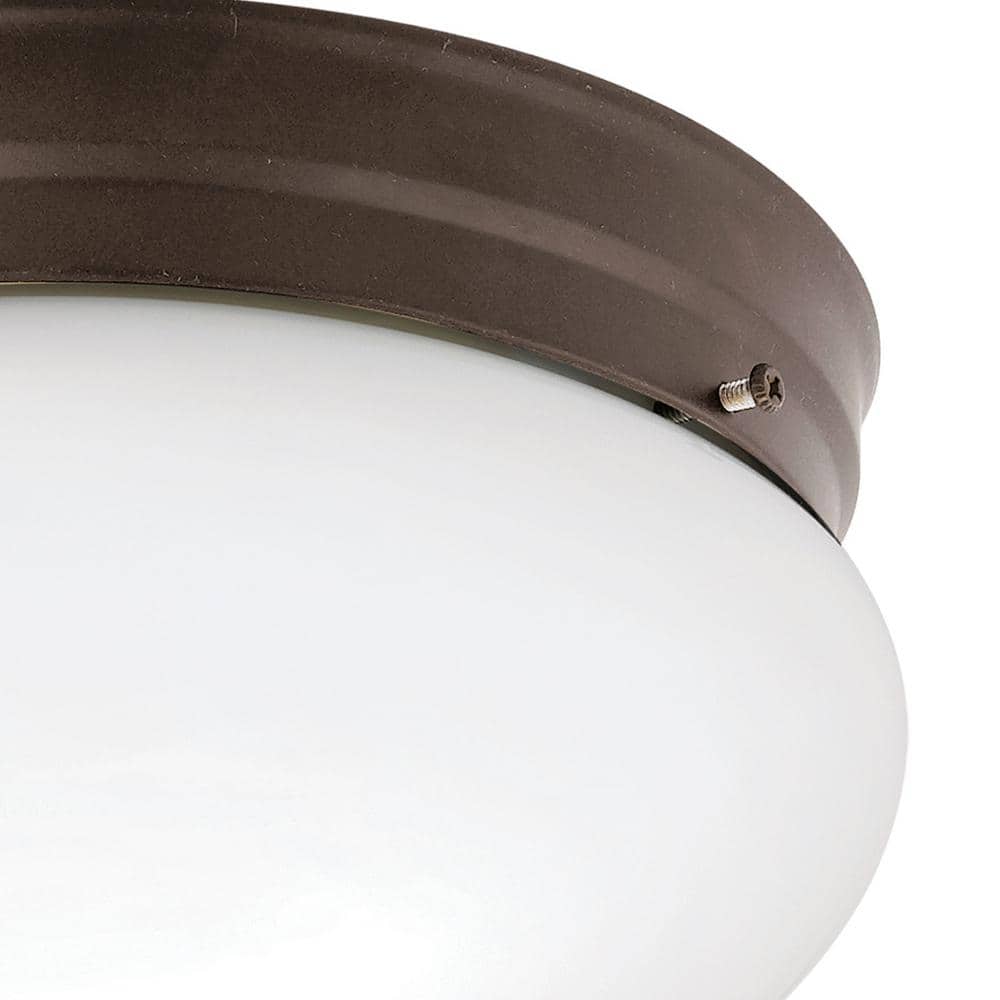 Olde Bronze 9" White Glass Bowl Flush Mount Ceiling Light