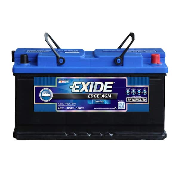 Exide Edge 12 volts Lead Acid 6-Cell L5/49/H8 Group Size 850 Cold Cranking Amps (BCI) Auto AGM Battery