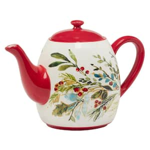 1-Cup Ceramic Christmas Gatherings Teapot