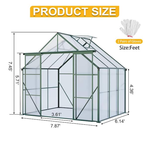 ビニールハウス 121.25 in. W x 94.5 in. D x 89.5 in. H Outdoor Aluminum Heavy Duty