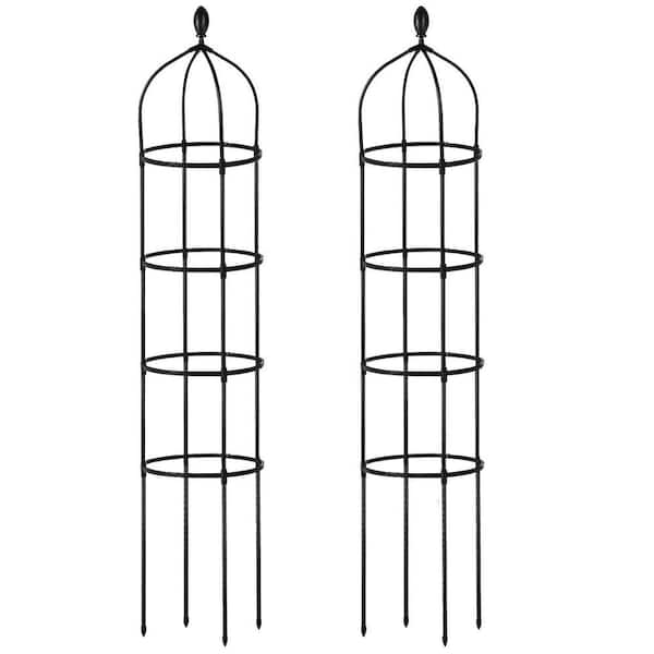 70.86 in. Garden Trellis-Rustproof Plant Support for Vines, Flowers, Veggies, Indoor/Outdoor (2-Pack, Black)