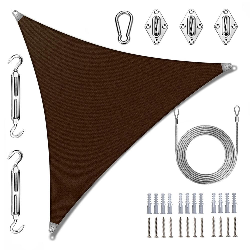 Super Ring 16 ft. x 16 ft. x16ft. Triangle Sun Shade Sail with Hardware Kit and Cable-Brown price history on PriceWatchPro