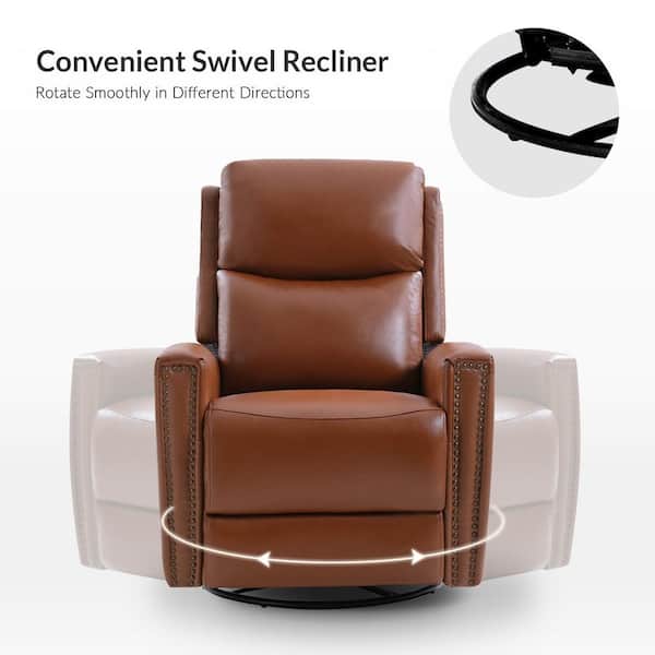 JAYDEN CREATION Regina 30.31 in. Wide Brown Genuine Leather Swivel