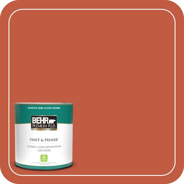BEHR PREMIUM PLUS 1 qt. #M180-7 Deep Fire Semi-Gloss Enamel Low Odor Interior Paint & Primer