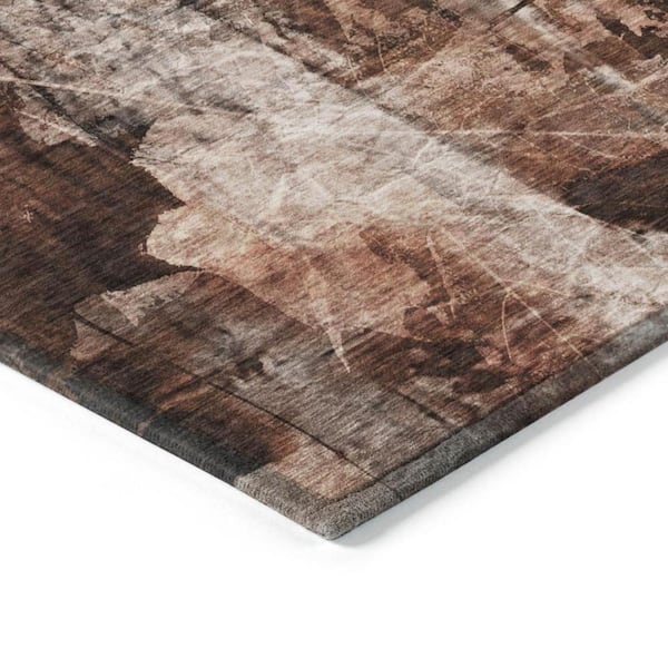 Orange 5 ft. x 8 ft. Woven Floral Rectangle Indoor/Outdoor Area Rug