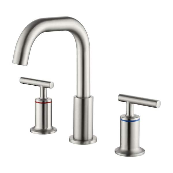 8 in. Widespread Double Handle Bathroom Faucet in Nickel