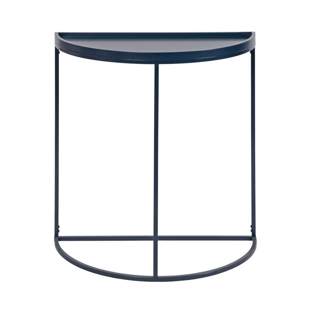 Dorrah Navy Blue Metal Half-Circle Console Table with Storage
