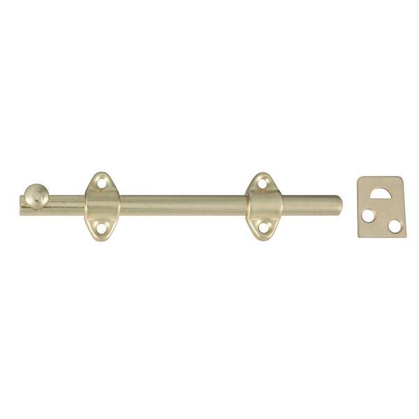 Stanley-National Hardware 6 in. Satin Brass Surface Bolt