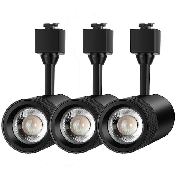 J-Type Black Integrated LED Linear Track Lighting, Cylinder Track Head, Soft White, 3000K, 1200LM, CRI90 (3-Pack)