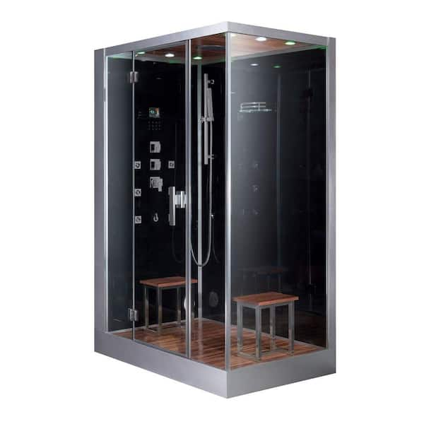 Ariel 59 in. x 35.4 in. x 89.2 in. Steam Shower Enclosure Kit in Black