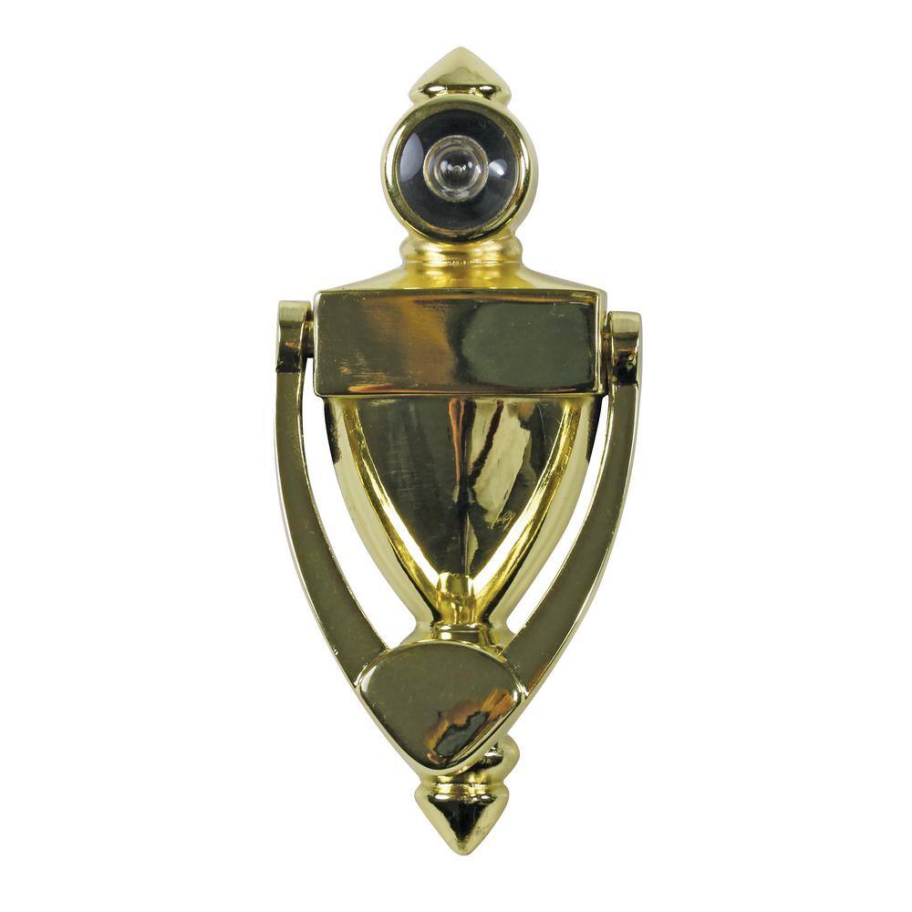 ULTRA HARDWARE Polished Brass Door Knocker with 180Degree Viewer43230