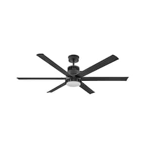 Draftsman 60.0 in. Indoor/Outdoor Integrated LED Matte Black Ceiling Fan with Remote Control
