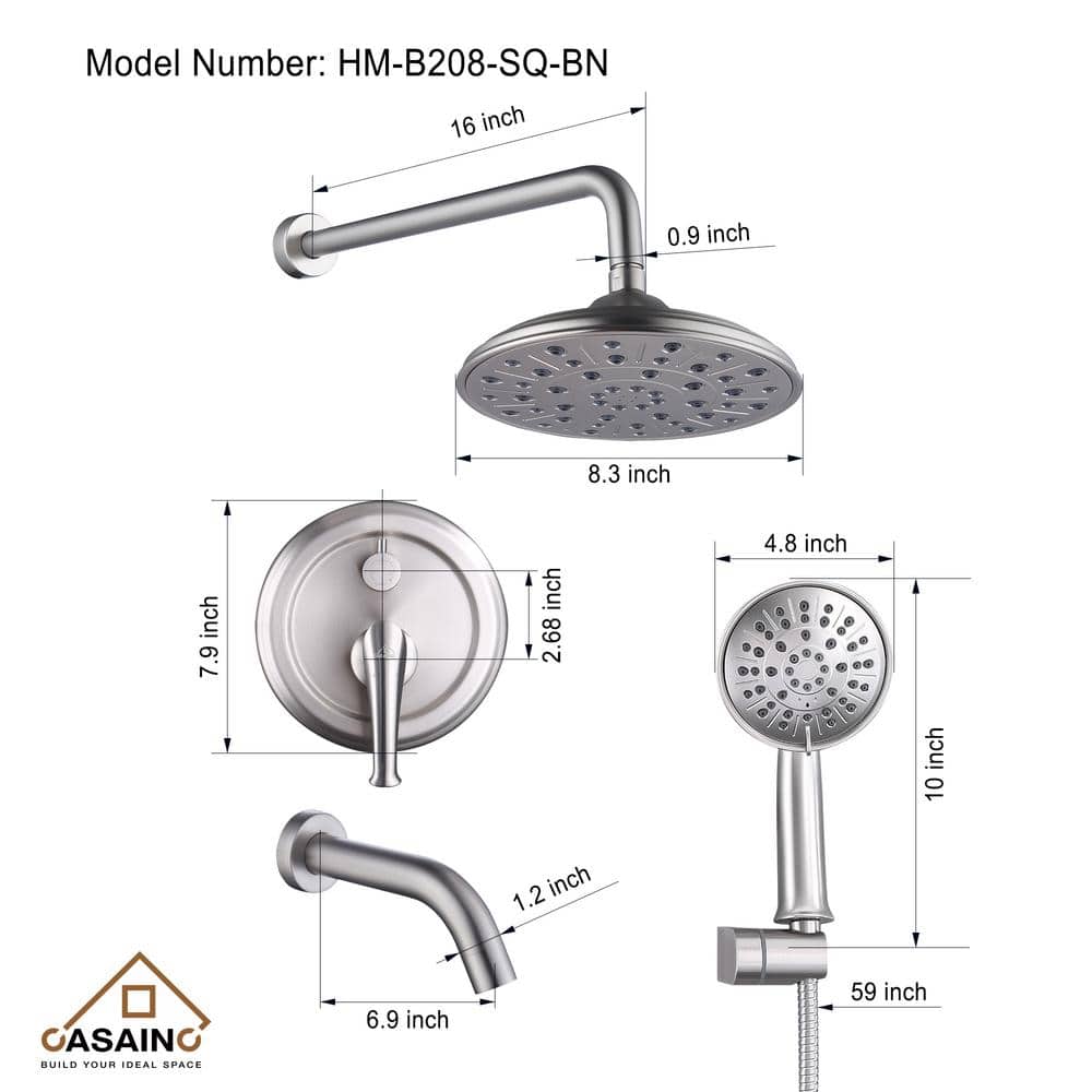 Brushed Nickel Multi-Head Wall Mounted Shower System