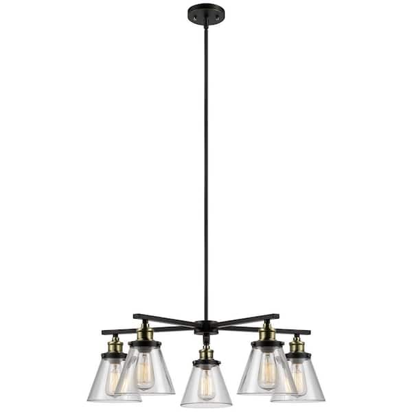 Globe Electric Jackson 5-Light Oil Rubbed Bronze and Antique Brass Chandelier