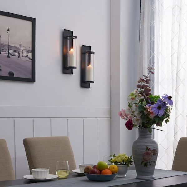 Danya B Algarve 16 In Black Pillar Candle Sconces Set Of 2 Se2203 The Home Depot<script async src=