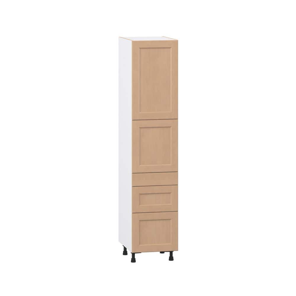 Lakewood 18 in. W x 24.5 in. D x 84.5 in. H Assembled Shaker Pantry Kitchen Cabinet in Sugar Cookie with 3-Drawers