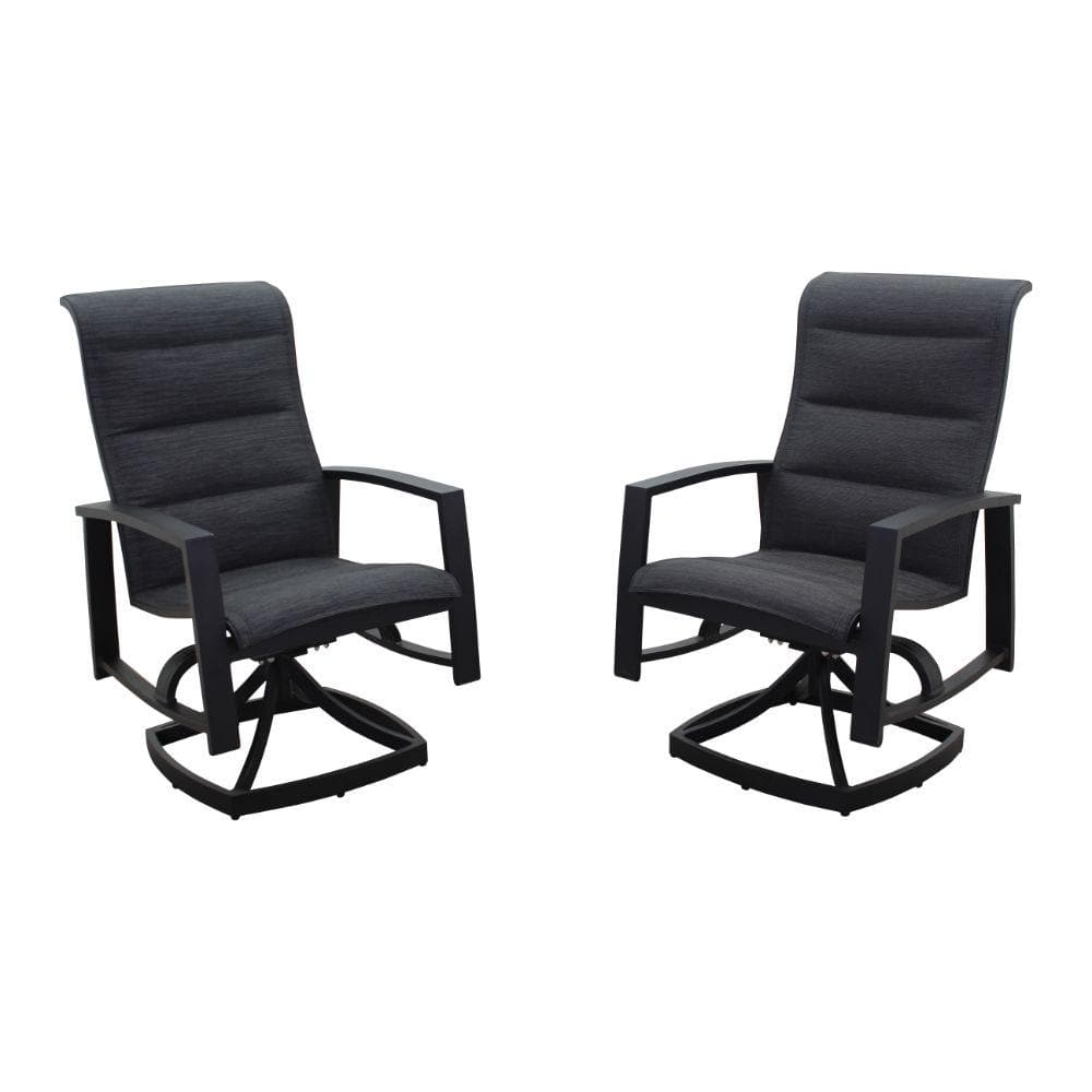 Courtyard Casual Santorini Black 2 Padded-Sling Swivel Dining Chairs -  5199
