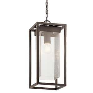 Mercer 1-Light Olde Bronze Outdoor Porch Hanging Pendant Light with Clear Seeded Glass (1-Pack)
