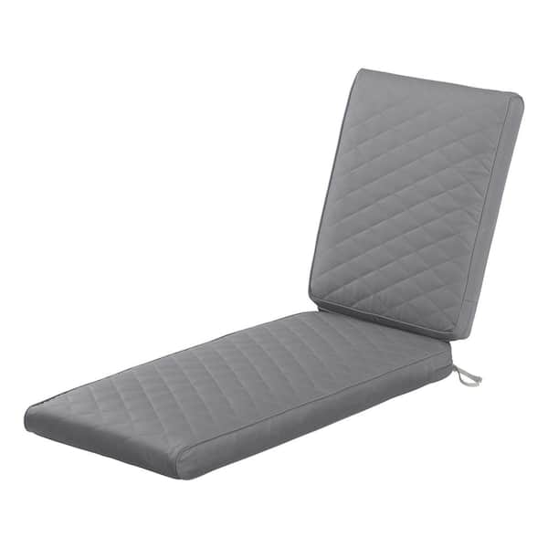 Classic Accessories Montlake FadeSafe 80 in. L x 26 in. W x 3 in. Thick Grey Outdoor Quilted Chaise Lounge Cushion