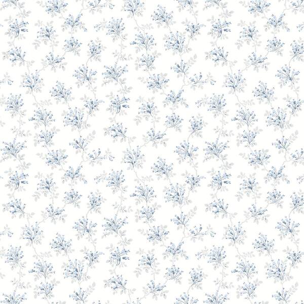 Chesapeake Sofiane Blue Botanical Trail Wallpaper Sample