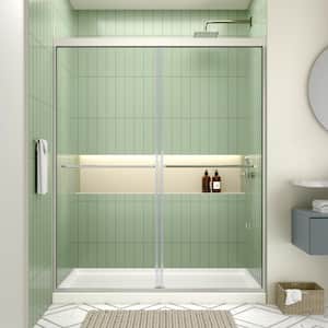 Cesano 60 in. W x 70 in. H Sliding Shower Door, CrystalTech Treated 1/4 in. Tempered Clear Glass, Chrome Hardware