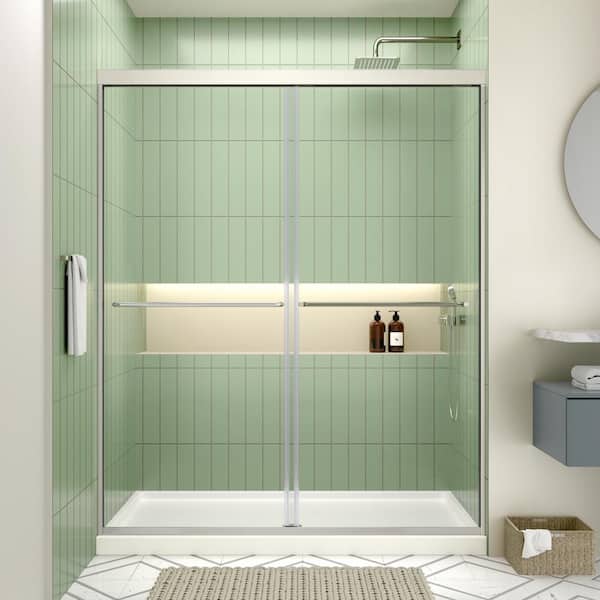 Streamline Cesano 60 in. W x 70 in. H Sliding Shower Door, CrystalTech Treated 1/4 in. Tempered Clear Glass, Chrome Hardware
