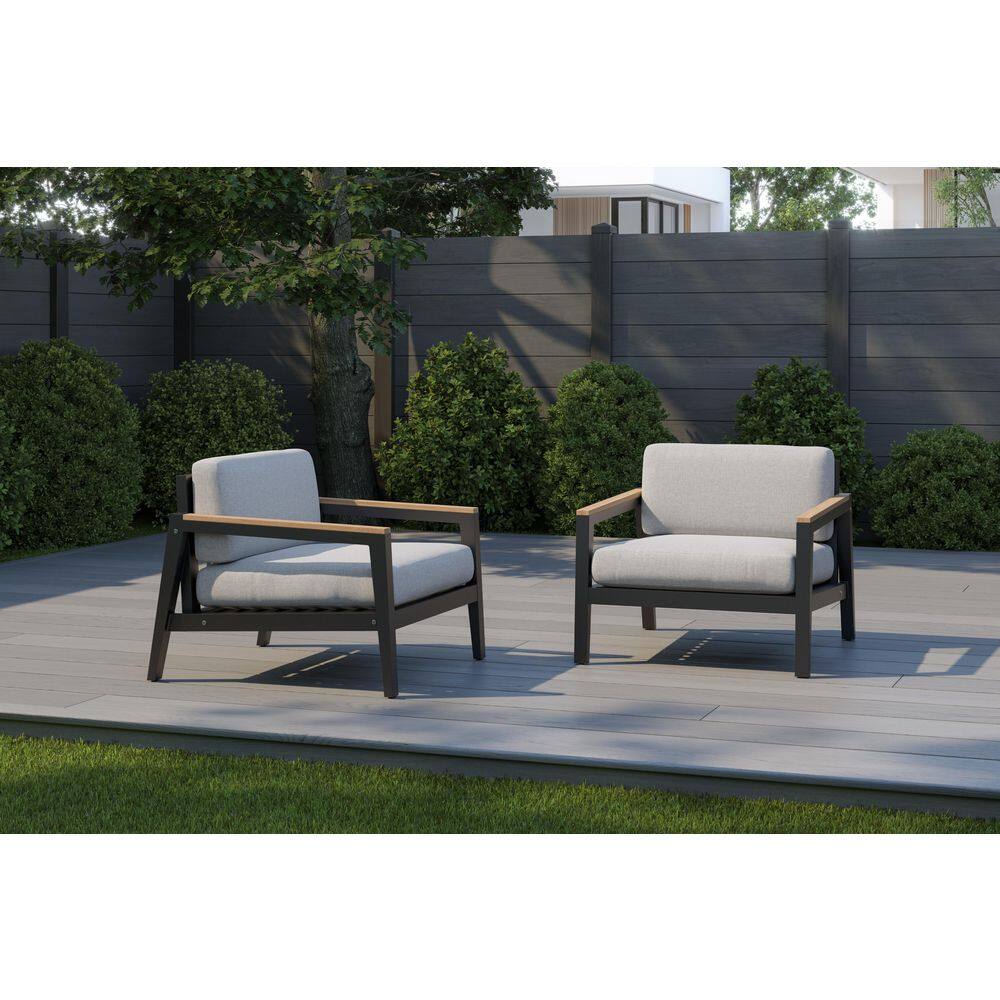 Rhodes Collection Black Aluminum Chat Chairs with White Cushions