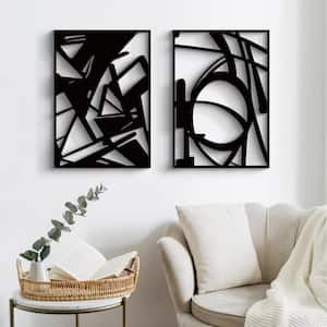 Minimalist Decor Black Abstract Metal Wall Art, 3D Textured Sculptures, M Size 16 x 11 in. (Set of 4)