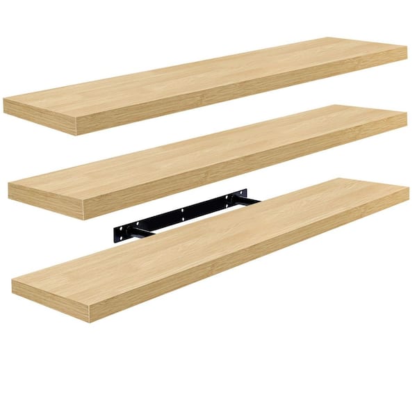 Sorbus 3-Pack Long Floating Shelves for Wall, 35 in. W x 9 in. D Maple Wood Decorative Wall Shelf, Wall Mounted Home Decor