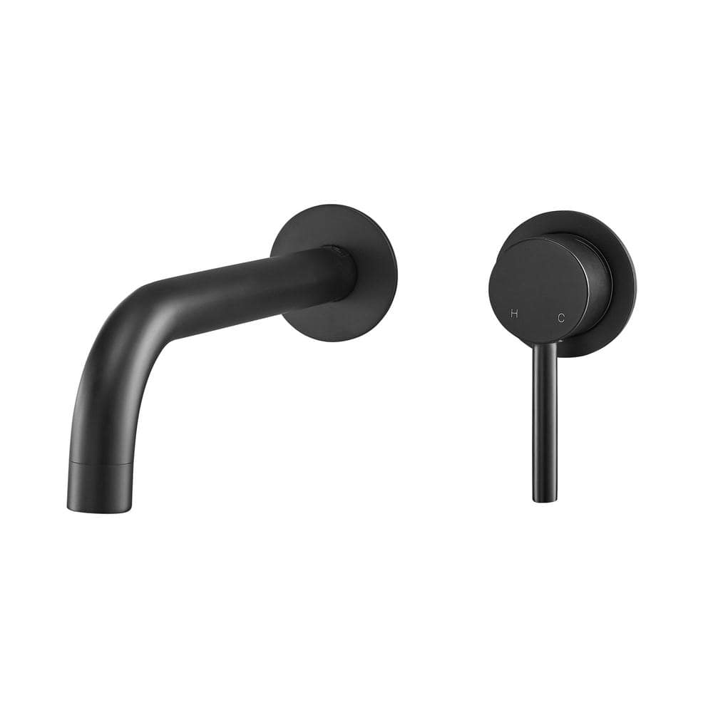 Ivy Matte Black Brass Single-Handle Wall-Mount Bathroom Faucet