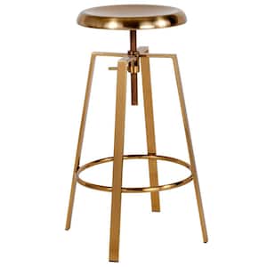 35 in. Adjustable Height Gold Bar Stool
