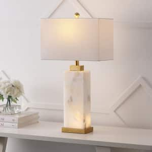 Elizabeth 27.5 in. Alabaster LED Table Lamp, White/Gold Leaf