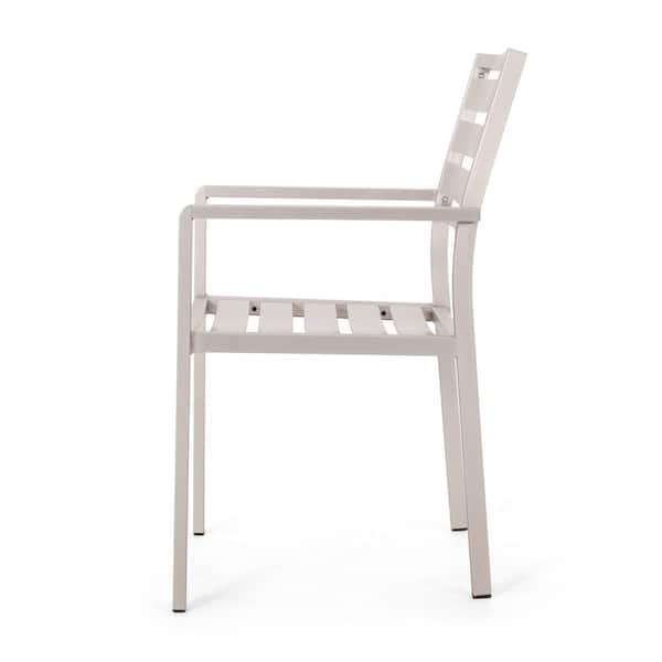 Cape Coral Silver Aluminum Outdoor Patio Dining Chair (2-Pack)