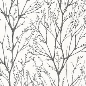 Delamere Black Tree Branches Vinyl Peelable Roll (Covers 56.4 sq. ft.)