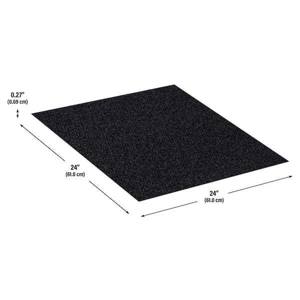 Rocket Hobnail Black Residential 24 in. x 24 in. Peel and Stick Carpet Tile Square (48 sq. ft. )