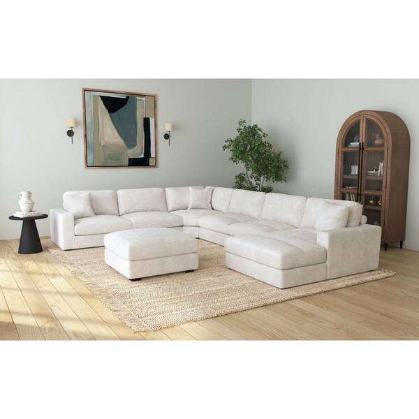 Mesa Beige Polyester Square Accent Ottoman