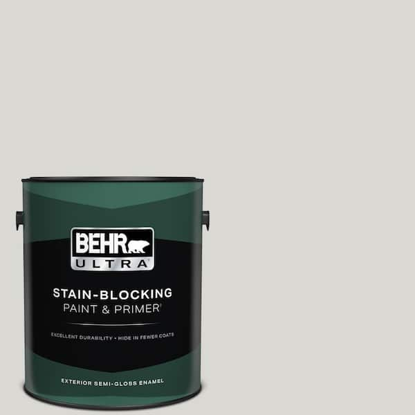 BEHR ULTRA 1 gal. #N360-1 Seagull Gray Semi-Gloss Enamel Exterior Paint & Primer