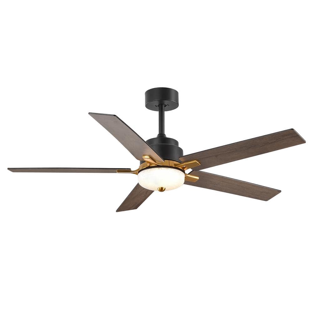 Breezary Lemar 52 in. Integrated LED Indoor Black Ceiling Fans with ...