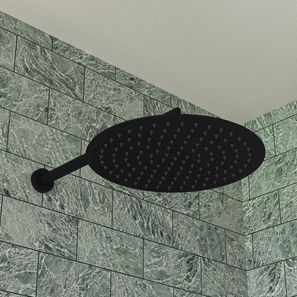 Matte Black 12" Round Ultra-Thin Stainless Steel Rain Shower Head