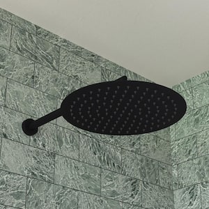 1-Spray Patterns with 1.8 GPM 12 in. Ceiling Mount Rain Fixed Shower Head in Black Matte