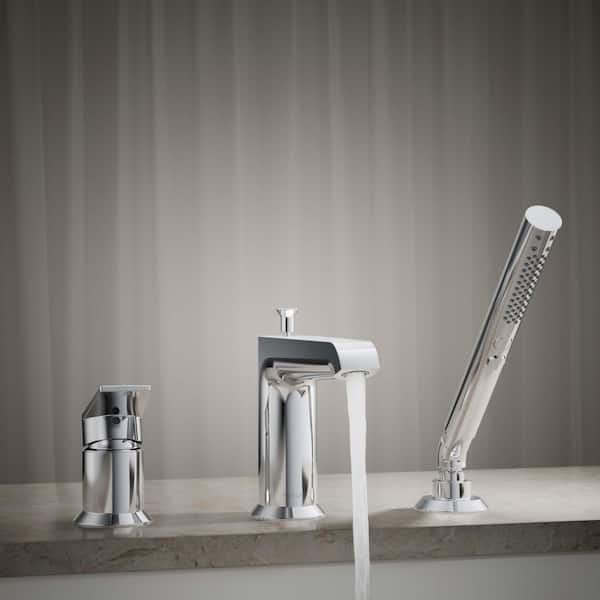 KOHLER Hint Single-Handle Deck-Mount Roman Tub Faucet with Hand Shower in Polished Chrome