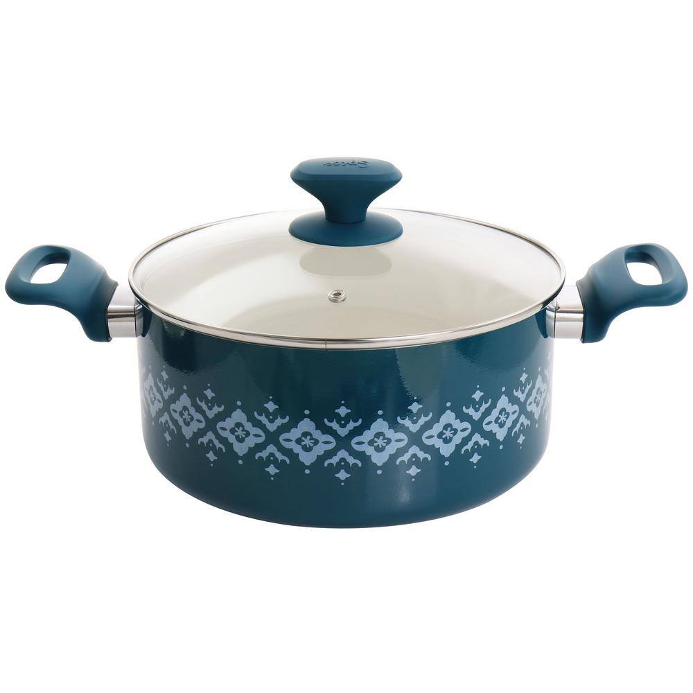 Teal 7-Piece Nonstick Aluminum Cookware Set with Nylon Utensils