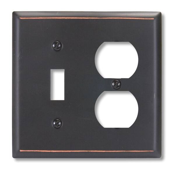 AMERELLE Bronze 2-Gang 1-Toggle/1-Duplex Wall Plate (1-Pack)