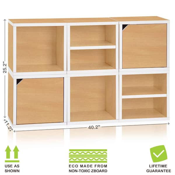 Way Basics Connect System 40.2 in. W x 25.2 in. H zBoard Paperboard Modular Eco Stackable 6-Cube Cubby Organizer in Natural/White
